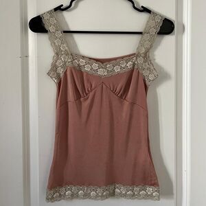 Vintage Y2K blush pink satin lace cami tank from Japanese brand Livre Claire